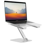 Laptop Stand for Desk, OMOTON Ergonomic Adjustable Computer Stand Aluminum Portable Desktop Laptop Riser Holder for MacBook Air Pro, Dell, HP and All Tablets Up to 15.6", Glossy Silver