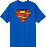 Superman Logo Men's Blue Crew Neck Short Sleeve Tee-Large