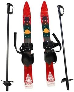 Color Tree Kid's Beginner Snow Skis and Poles with Bindings - Low-Resistant Ski Boards - Lightweight Sturdy & Safe Winter Sports Skiing - Kids Skiing Equipment for Age 2-4 - Red