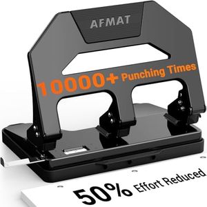 AFMAT 3 Hole Puncher Heavy Duty, 40-Sheet Heavy Duty Paper Punch, 50% Reduced Effort Three Hole Punch, 10000+ Punching Times, Metal Hole Puncher 3 Ring w/Large Tray, Bulit-in S.S. Paper Guide, Black