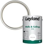 Leyland Walls and Ceilings Paint Silk, Brilliant White, Coverage 13m2 per Litre- 5L