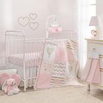 Lambs & Ivy Baby Love Pink/Gold Heart 4 Piece Crib Bedding Set