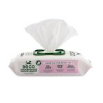 Beco Bamboo Dog Wipes - Plastic Free 80 Wipes, Coconut Scented, For Paws, Body and Bum, Plant-Based Grooming Wipes