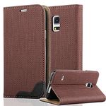 cadorabo - Book Style Wallet with Stand Function for > Samsung Galaxy S5 MINI / S5 MINI DUOS < with Card Slot and invisible Magnetic Closure Bast fibre design - Etui Case Cover Protection in BROWN