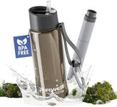 Purewell Filtered Water Bottle BPA Free with 4-Stage Intergrated Filter Straw for Camping, Hiking, Backpacking and Travel Black