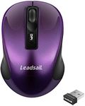 LeadsaiL Wireless Mouse for Laptop, Cordless Computer USB Mouse, Silent, Ambidextrous and 1600DPI with 3 Adjustable Levels for Windows/HP/Lenovo