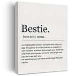 Best Friend Wall Art Decor Bestie Definition Canvas Print with Inspirational Quote Framed Painting Picture for Home Wall & Tabletop Decor Friendship Gift