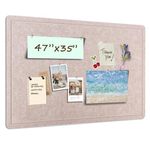 Okydoky Large Bulletin Board with Felt, 48 x 36 inches Self-Adhesive Pin Board, Alternative Cork Board for Wall, Decorative Vision Board Memo Board for Office School Home with 35 Pins(Khaki,90120)