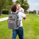SHARKMOUTH Baby Diaper Bag for Dad - Large Military Daddy Gear Backpack with Changing Pad for Travel Camping Hiking - Newborn Baby Shower Gifts Gray