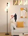 Lightdot 64IN Dimmable Globe Floor Lamp, Black Retro Standing Lamps with 3000K G9 Bulbs Soft Warm White Eye Care, Mid Century Modern Floor Lamp for Living Room Sofa Corner