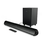 Portronics Pure Sound Pro X1 100W Bluetooth Soundbar with Wired Subwoofer for Deep Bass, 2.1 Channel Home Theatre, BT5.3v, 3 EQ Modes, Aux in, Optical in, USB Drives & Sleek Remote Control(Black)