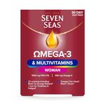 Seven Seas Omega-3 & Multivitamins Woman, with Biotin and Iron, 30-Day Duo Pack, 30 Omega-3 Capsules and 30 Multivitamin Tablets