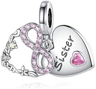 BEEUVIP Corazón de hermana Abalorios Colgante de Cuentas Plata de Ley 925 con Circonita Cúbica Compatible con Europeo Pulsera Collar,Charms de Para Niña Mujer