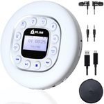 KLIM Journey + Portable CD Player Walkman with Long-lasting Battery + NEW + With Headphones + Radio FM + Compatible MP3 CD Player Portable + SD Card, FM Transmitter, Bluetooth + Ideal for cars - White