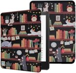 YOYOYX Case for 6.8" Kindle Paperwhite (11th Generation-2021) and Kindle Paperwhite Signature Edition, Premium Lightweight PU Leather Folio Cover with Auto Wake/Sleep, Bookshelf Cat