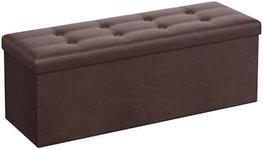 (Brown) - SONGMICS Folding Storage Ottoman Bench, Faux Leather, Brown ULSF703