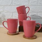 Femora Ceramic Coffee Mug - Set of 4(360ml) Multi - Color Tea Cups, Stackable, Chip Resistant, Large Serving Coffee Cup, Ideal Coffee Mug for Gift - Pink (Color May Vary)