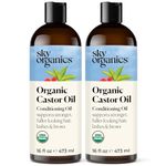 Sky Organics Castor Oil Organic (473 ml, 2 Pack) – Pure Castor Oil Cold Pressed for Hair, Face, Lashes & Brows – Organic Castor Oil Cold Pressed Hexane Free, Natural Hair Oil Conditioner