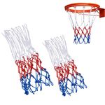Dinghaole 2 PCS Heavy Duty Basketball Net, Replacement Hoop Nets for Indoor Outdoor Sports，Woven tricolour nets