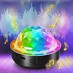 eecoo 1 Pcs Disco Ball Party Lights, Sound Activated MP3 Speaker RGB USB Rechargeable, Portable Multi-Coloured Rotating Disco Ball Light with Magnet Base, for Wedding Party Bar Club KTV Christmas