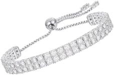 Moissanite Tennis bracelet Adjustable Diamond Bracelet for Women 2.5-16.8ct 18k Whate Gold Plated Lab Grown Diamond Tennis Bracelet VVS1 Brilliance D Color 925 Sterling Silver Missanite Diamond