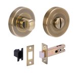 HANDLEZONE® Bathroom Toilet Door Thumb Turn and Release Deadbolt Kit - Antique Bronze - 76mm Bolt with 57mm Backset