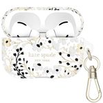 kate spade new york AirPods Pro Protective Case with Keychain Ring - Multi Floral Black and White, Compatible with AirPods Pro 2nd / 1st Generation