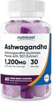 Nutricost Ashwagandha Gummies 1200mg Equivalent Per Serving (Mixed Berry Flavor), 60 Gummies, 30 Servings