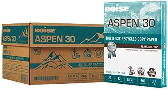 Boise Paper 30% Recycled Multi-Use Copy Paper, 8.5" x 11" Letter, 92 Bright White, 20 lb, 10 Ream Carton (5,000 Sheets)