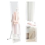 HOMCOM Full Length Mirror with LED Lights, 150x40cm Floor Mirror, Free Standing, Wall Mounted or Leaning, Full Size Body Mirror with Dimmable and 3 Colour Lighting for Bedroom, 23W, White