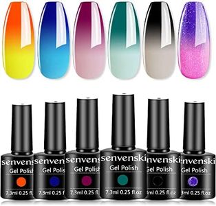 Senvenski Color Changing Gel Nail Polish White Black Yellow Orange Blue Red Pink Green Purple Rainbow Colors Glitter Mood Chameleon Temperature Gift Soak Off UV LED Art Manicure Varnish (WB6-006)