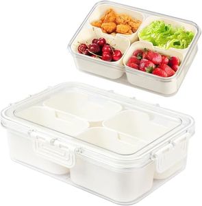 Snack Box 4 Compartment，Plastic Portable Food Storage Container Snack Platters, 4 Removable Compartment Box for Parties, Reusable Appetizer Clear Organizer for Veggie, Candy, Fruit,Nut (Medium)