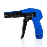 Zip Tie Install Tool ,Powerful Tension with Built-In Flush Cutter, Adjustable, Comfort Grip, Spring Loaded Lightweight Cable Tie Gun, 6" for Nylon Ties up to 1/4”- BLUE