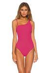 Becca by Rebecca Virtue Women's One Shoulder One Piece Swimsuit, Raspberry, Medium