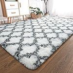 kinganda Area Rugs Carpets Anti-Slip Living Room Floor Rug Shaggy Fluffy Bedroom Home Decor Kids Room Floor Modern Mats (White, About 2.6 'x 3.9' (80 x 120 cm))