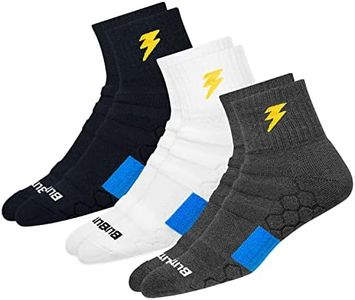 BLITZSOX Hi-Tech Performance Sports Socks For Men (Badminton, Running, Gym & Indoor Training), Pack Of 3 (Size Uk 7-11, Multi-Coloured, Ankle Length, Cotton Blend)