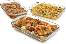 STAR WORK - 1000 ml Glass Baking Dish Borosilicate Glass | Durable, User-Friendly | Glass Baking Tray | Microwave Safe Pack Of (3, Clear)