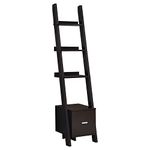 CHEONUK Bookcase - 69" H/Cappuccino Ladder W/Storage Drawer