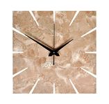 7CR Square Marble Finish Wooden Wall Clock-Beige (Size- 28x28 cm)