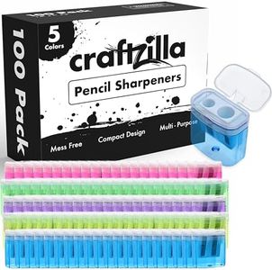 Craftzilla Pencil Sharpener 100-Pack - Manual Pencil Sharpener for Kids with Lid - Perfect for School, Office, and Home