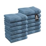 Premium 12 Pack Wash Cloths Set - 13x13 Inches, Highly Absorbent 100% Cotton Towels for Bathroom, Spa, Gym, Face - Allure