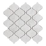 Diflart Carrara White Marble Mosaic Tile, 3 Inch Arabesque, Polished, Marble Backsplash Tiles for Kitchen Bathroom Wall Floor, Pack of 5 Sheets