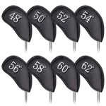 Craftsman Golf 8pcs 48° 50° 52° 54° 56° 58° 60° 62° Leather Black Golf Club Wedge Covers Protective Headcover (1 Set 8pcs (48°- 62°))