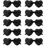 NACHLYNN 10 Pairs Heart Sunglasses Women Rimless Heart Shaped Sunglasses Color Heart Glasses for Costumes Cosplay (Black)