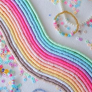 HERZWILD 5000pcs Heishi Lot de perles colorées en argile, perles d'argile polymère de �à enfiler pour chocker, collier, bracelet, boucles d'oreilles, fabrication de bijoux DIY (D)