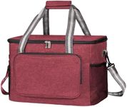 iknoe Large Cooler Bag Collapsible, 24L Insulated Bags, Leakproof Lunch Cooler Tote with Multi-Pockets for Adult Insulated Thermal Bag for Beach, Picnic, Office Work, Claret 36-Can