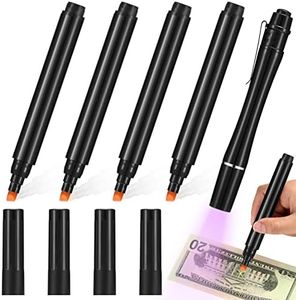 Geiserailie 5 Pcs Counterfeit Bill Detector Marker Pen Fake Counterfeits Money Detector Pen UV Penlight Flashlight with Clip Detects Fake Bills Universal False Currency Pack