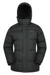 Mountain Warehouse Snow Mens Jacket - Water Resistant Raincoat, Adjustable Hood, Hem & Cuffs, Warm Jacket - Best for Winter Travelling, Walking & Daily Use Black S