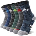 ANTSANG Kids Merino Wool Hiking Socks Boys Girls Toddlers Thermal Warm Winter Thick Cushion Snow Ski Crew Socks Stockings(Gray mixed,12-15 Years)