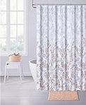 Dainty Home Waffle Shower Curtain - Spring Inspired Foliage Design Waterproof Shower Curtain - Luxury Washable Waffle Shower Curtains for Bathroom, Hotels